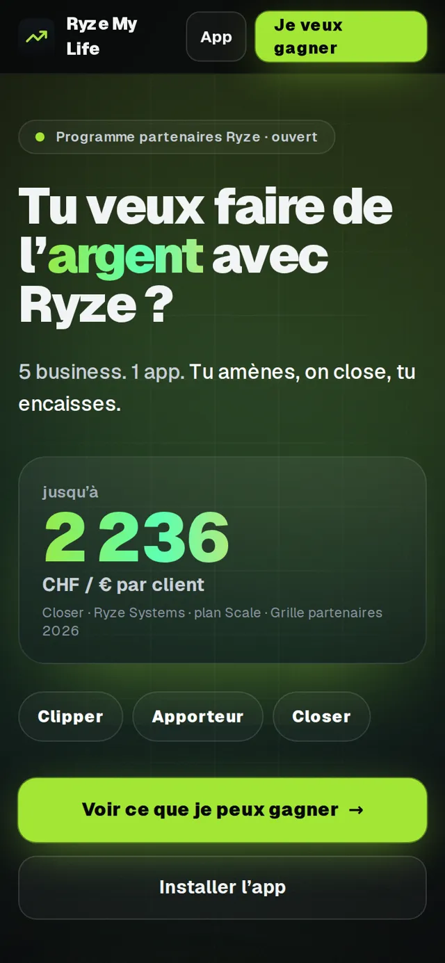 Capture d'écran de Ryze My Life sur téléphone