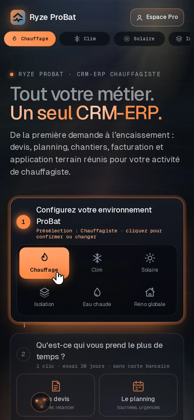 Capture d'écran de Ryze ProBat sur téléphone