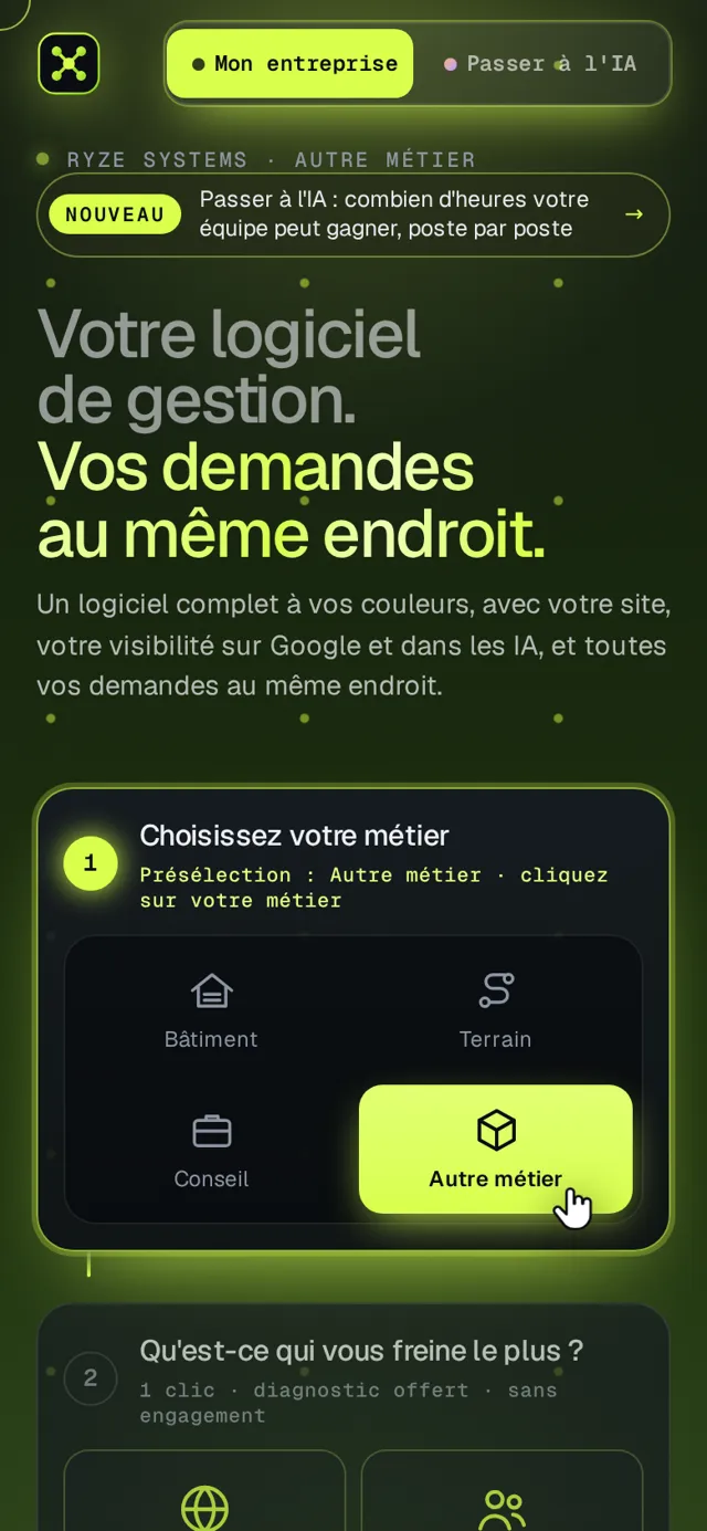 Capture d'écran de Ryze Systems sur téléphone