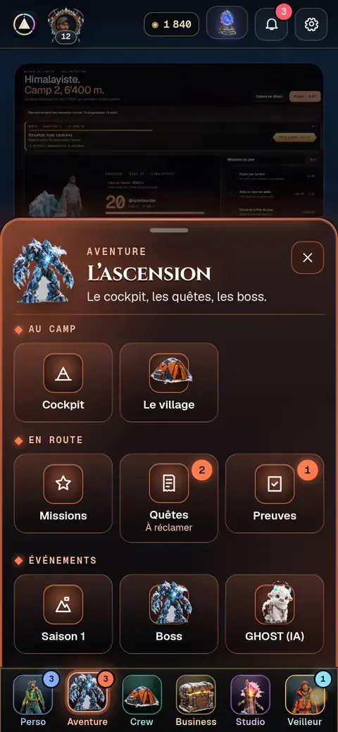 L'app Ryze Worlds : aventure, quêtes et missions